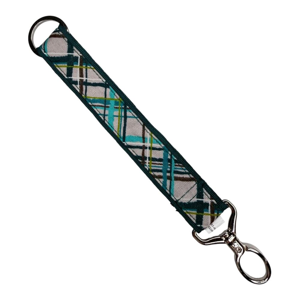 Thirty One Key Fob Hang It Up Key Fob Sea Plaid 8" Key Ring Purse Hook Blue New